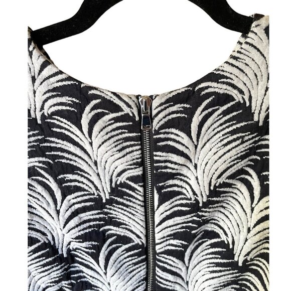 Rachel Roy Size M Black & White Palm Leaf Sleeveless Back Zip Sheath Mini Dress - Picture 6 of 7